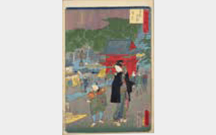 江戸自慢三十六興目黒不動餅花 広重、豊国